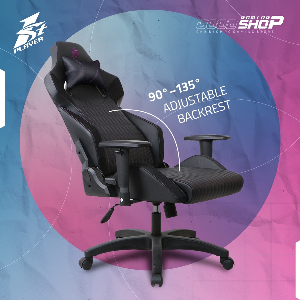 1STPLAYER WIN-101 Black Gaming Chair - Ergonomic &amp; Reflective Cloth