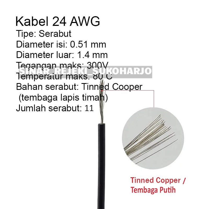 Kabel AWG 24 ( 2, 3, 4, 5, 6  Jalur + Selongsong ) Asli Tembaga SNI Per Meter / Meteran / Meter