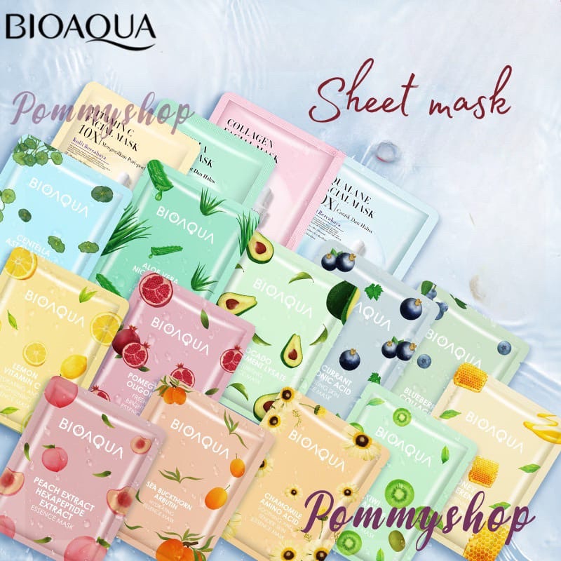 Bioaqua Sheet Mask Hydrating Essence Face Mask Brightening Moisturizing Skin Care Anti Aging Masker | Lip Mask 6g | Eye Mask