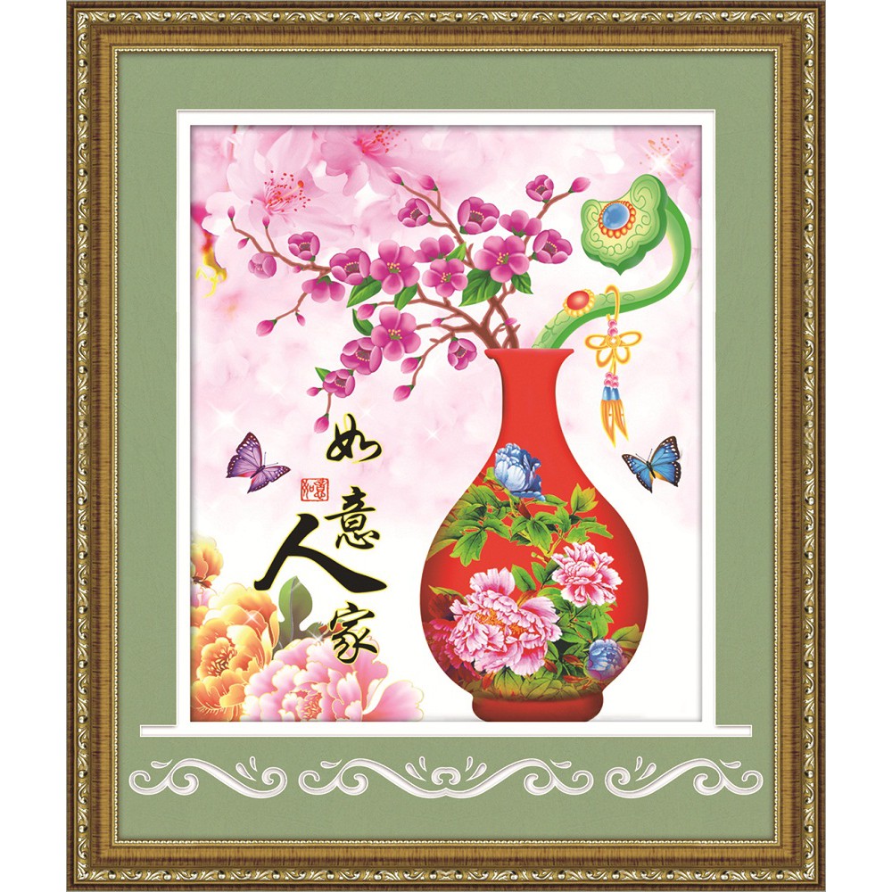 Paket DIY Craft Diamond Painting Y5076 Vas Bunga Oriental Sakura