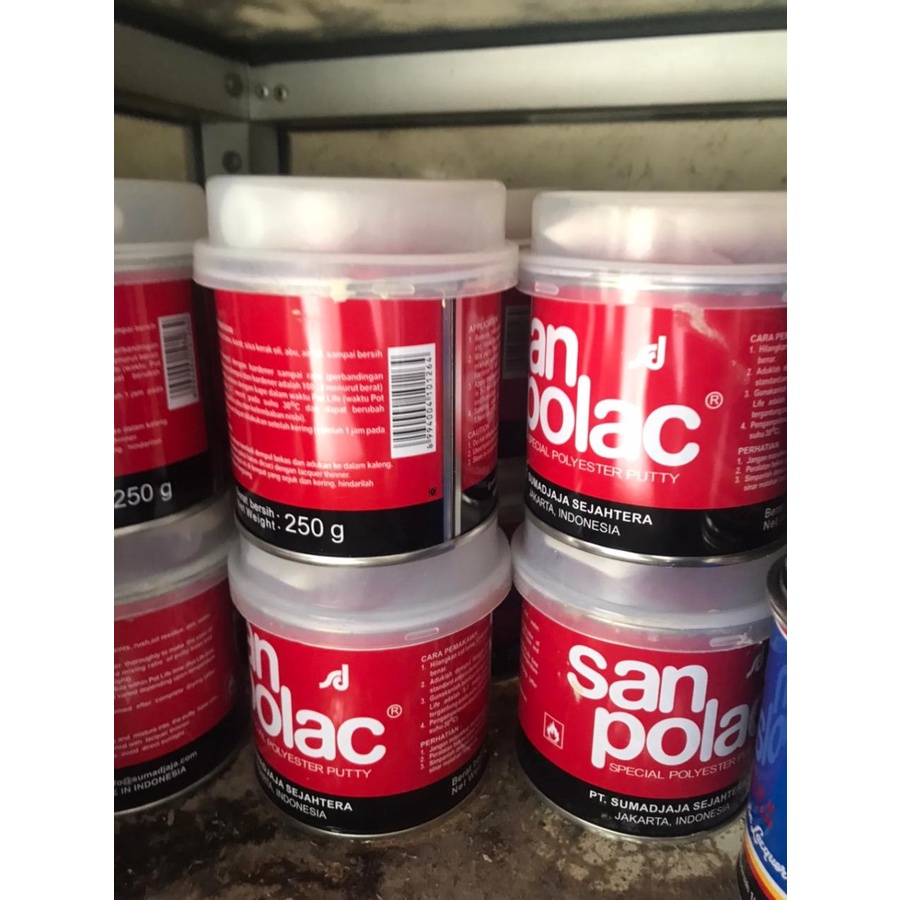 dempul sanpolac kecil dempul besi 250 gram polymer plastik san polac
