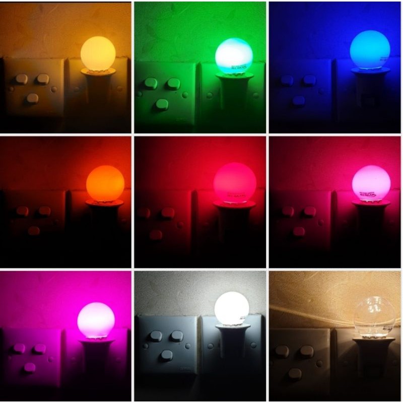 Myvo Warna Warni Lampu Led Ping Pong 3W E27 + Linux Fiting Colok Switch / LAMPU TIDUR / Mini Lamp