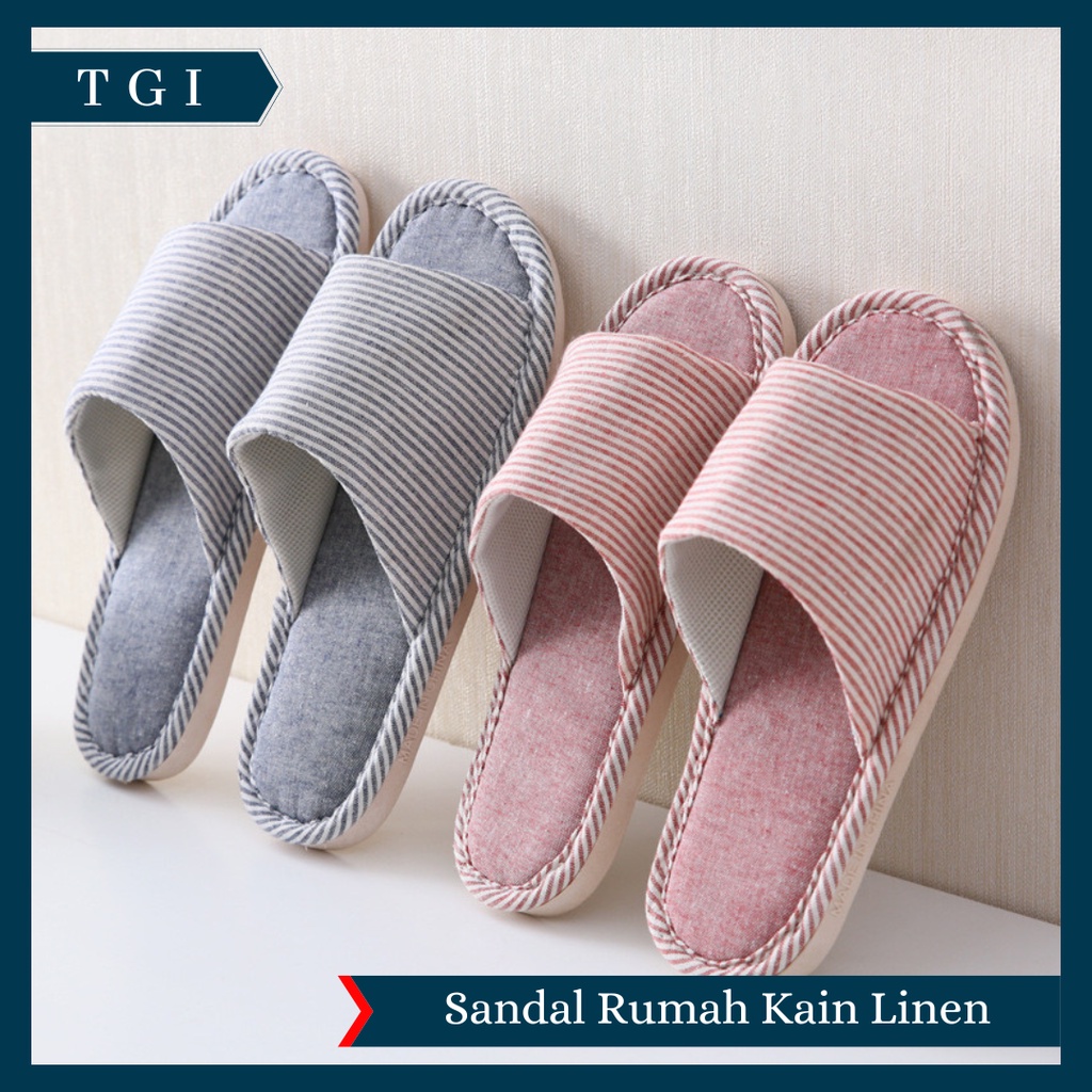 TGI - SANDAL RUMAH EMPUK NYAMAN ELEGAN MODIS / SANDAL KAMAR INDOOR HALUS MOTIF GARIS / SLIPPER SANDAL RUMAH KAIN EMPUK KAMAR TIDUR / SANDAL RUMAH PREMIUM