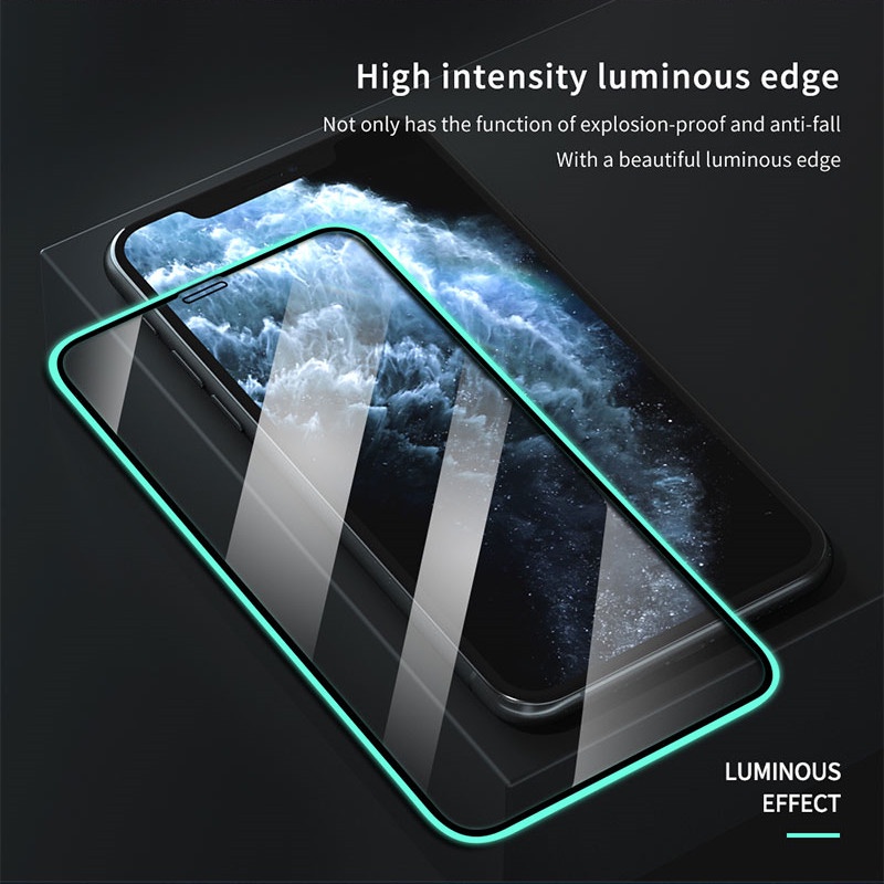 Pelindung Layar Tempered Glass Luminous Anti Gores / Jatuh Untuk Iphone 13 12 11 Pro X Xs Max 7 8 Plus