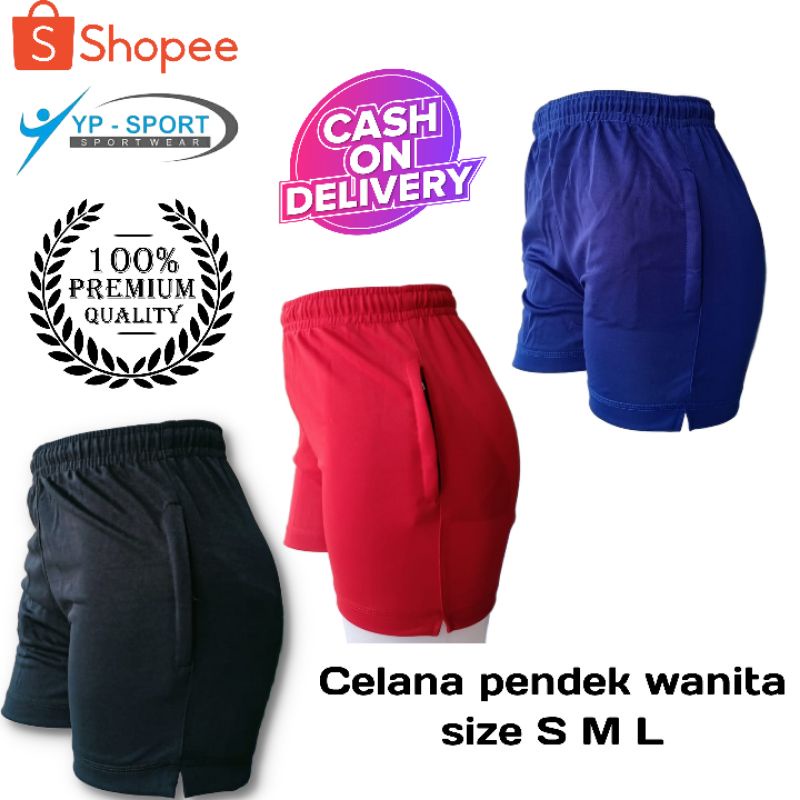 Celana wanita pendek hitam merah biru polos - celana polos olahraga wanita - celana perempuan voli b