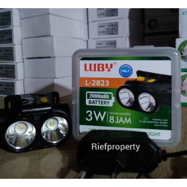 Senter kepala luby L-2823 headlamp rechargeable LED