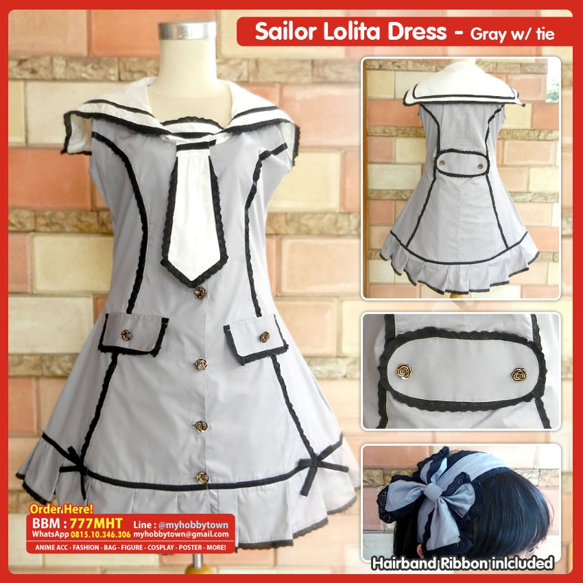 Gray Sailor Lolita Dress - Kawaii Harajuku