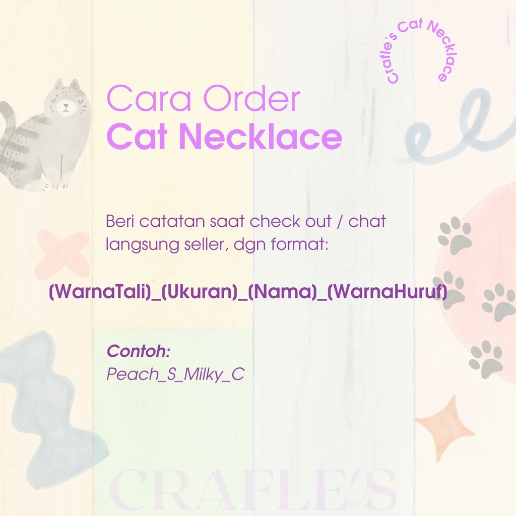 KALUNG KUCING CUSTOM NAMA | CRAFLE'S CAT NECKLACE PASTEL EDITION