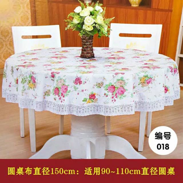 Taplak meja makan bulat 4 kursi 150cm plastik anti air