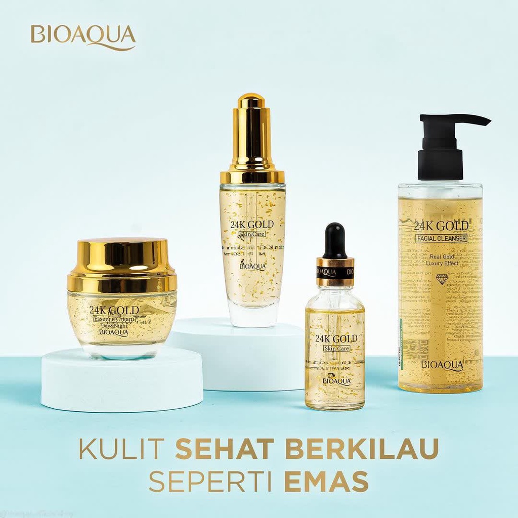 BIOAQUA 24K GOLD SKINCARE BODY WASH/FACIAL CLEANSER/ESSENCE CREAM/TONER/TRIAL KIT 24K GOLD BIOAQUA ORIGINAL BPOM APPROVED