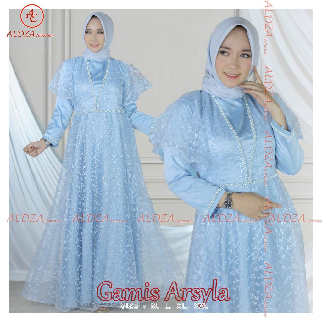 GAMIS TULLE BORDIR MUTIARA &amp; PAYET ARSLYLA