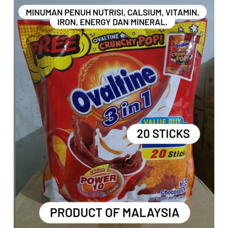 

SUSU BUBUK OVALTINE 3IN1 CHOCOLATE FLAVOUR MALT ASLI ORIGINAL 100% MALAYSIA