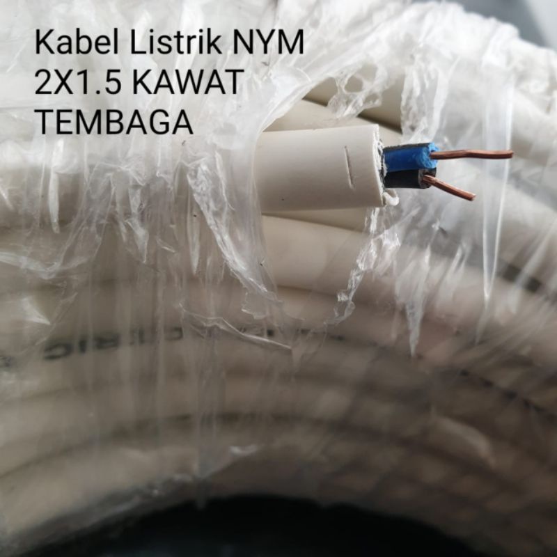 Kabel Listrik Kawat Tembaga 2x1.5 mm NYM 2 x 1.5 1,5 50 meter 50m