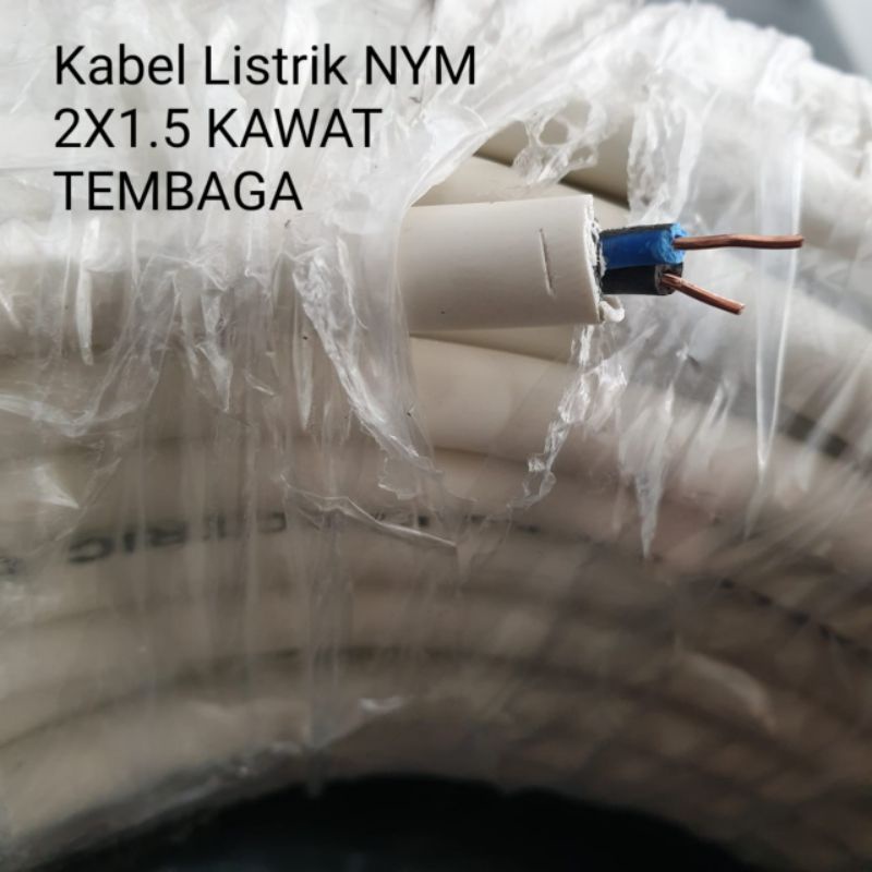 Kabel Listrik Kawat Tembaga 2x1.5 mm NYM 2 x 1.5 1,5 meteran permeter