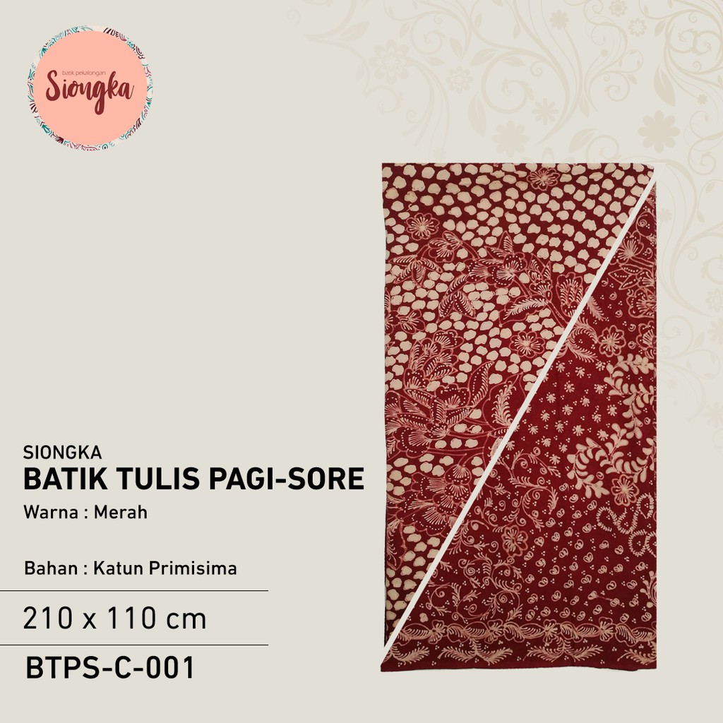 Kain Batik tulis Pagi-Sore Bahan Primisima (Merah)