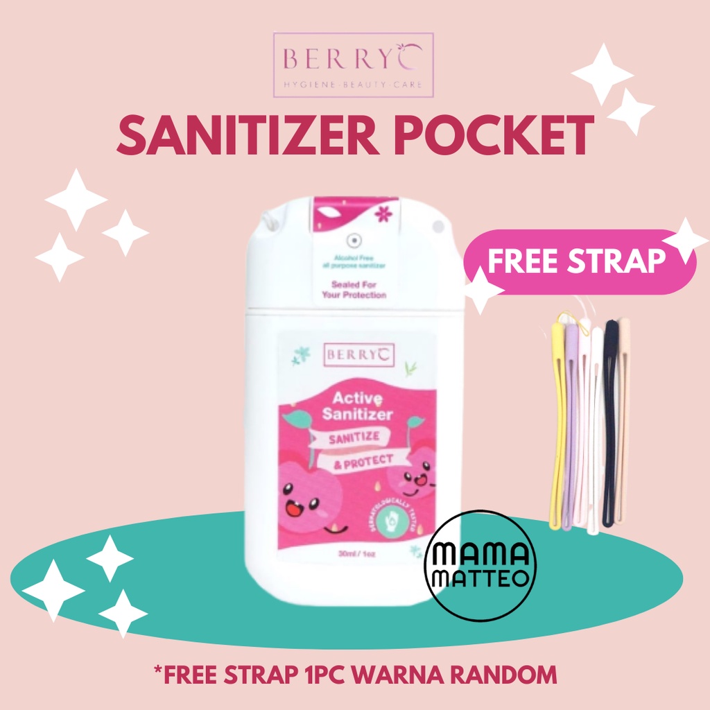 BerryC Pocket Sanitizer Spray Mini 30ML FREE STRAP / bisa isi ulang refill / Hand Sanitizer Anak Kecil / BANDUNG