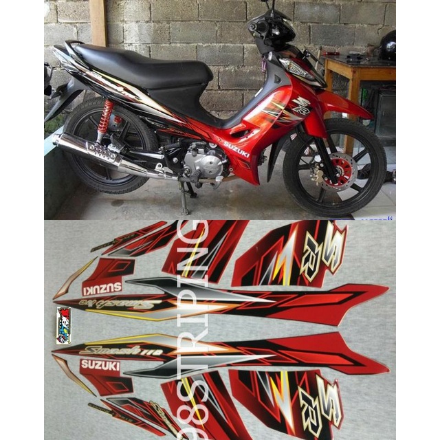STRIPING SMASH 110SR MERAH TAHUN 2010 STIKER LIS STANDAR ORI SUZUKI 110 SR