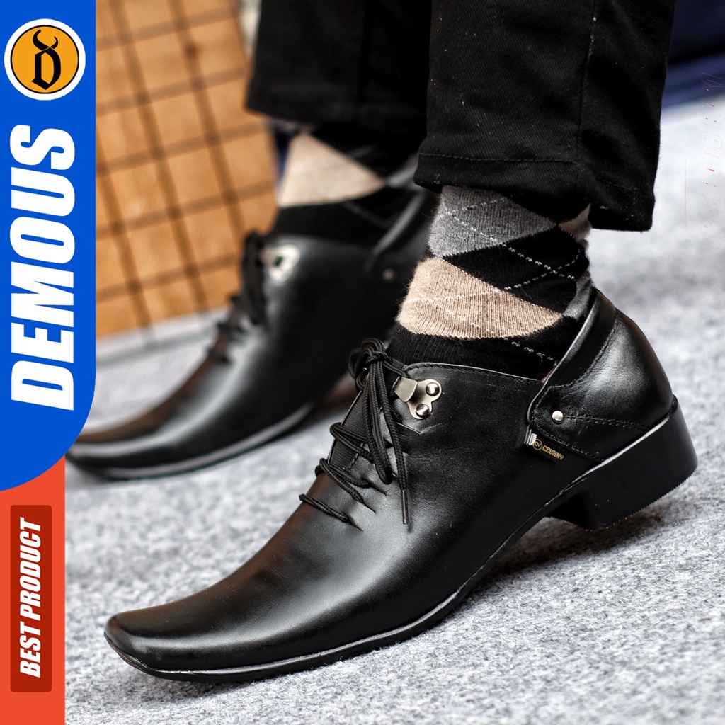 Sepatu Pantofel Pria Sepatu Formal Pria Kulit Asli Tali Sepatu Pantopel Hitam Kerja Kantor DEMOUS BONES