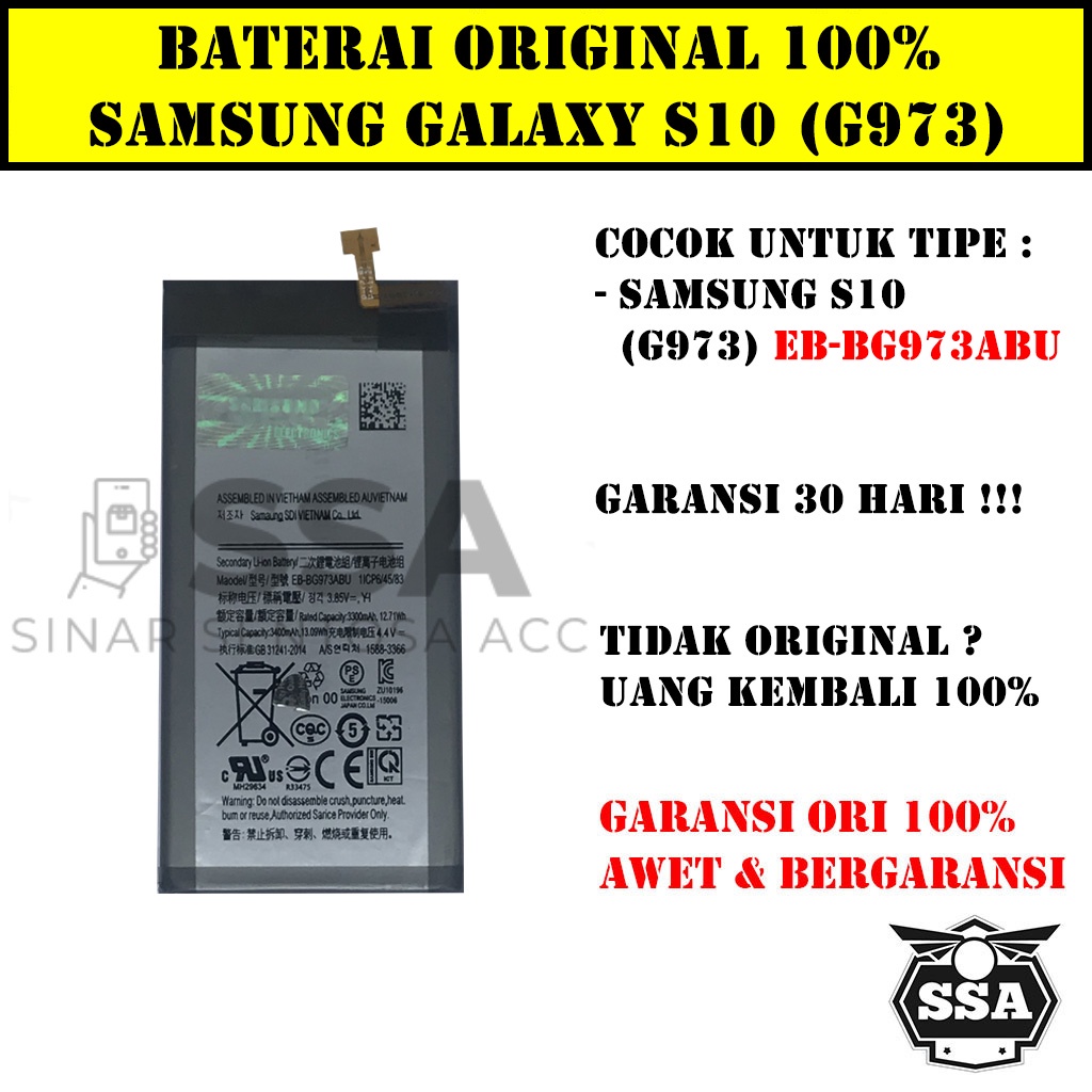 Baterai Original 100% Samsung Galaxy S10 G973 SM-G973F EB-BG Battery Batre Batrai HP ORI GARANSI