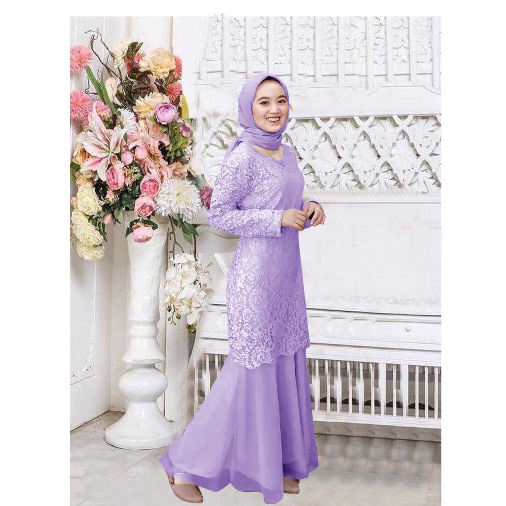 GAMIS BRUKAT NARITA 4ukuran L XL 2XL 3XL DUYUNG TILE / GAMIS  PAKAIAN MUSLIM WANITA DISKON / baju pesta mewah