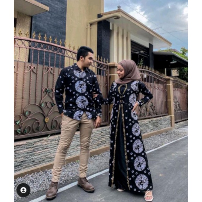 Couple Kondangan Jumputan Hitam Putih