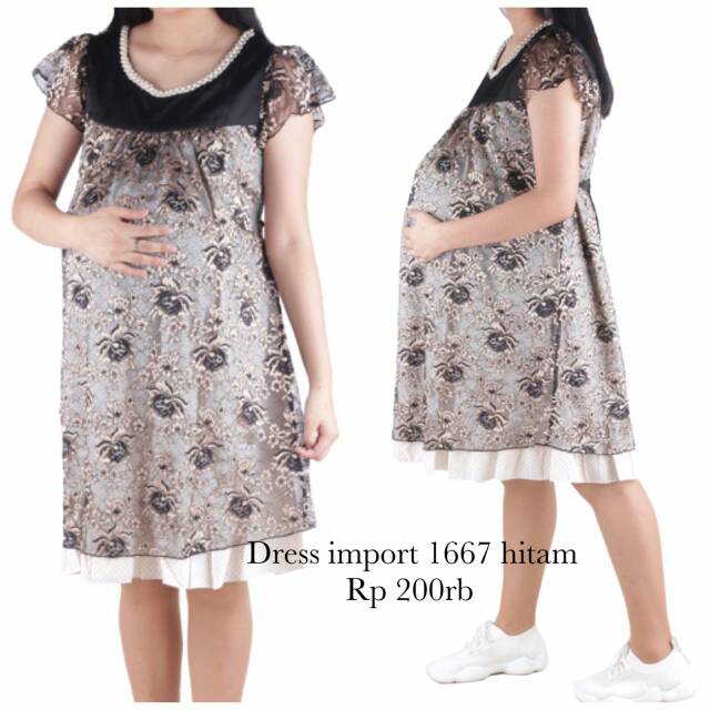 Baju hamil dress hamil import 1667 hitam