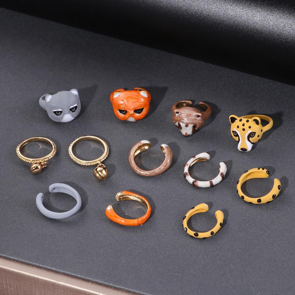 Cincin Set Nanas Animal Untuk Wanita Pria New Creative Fashion Cute Cat