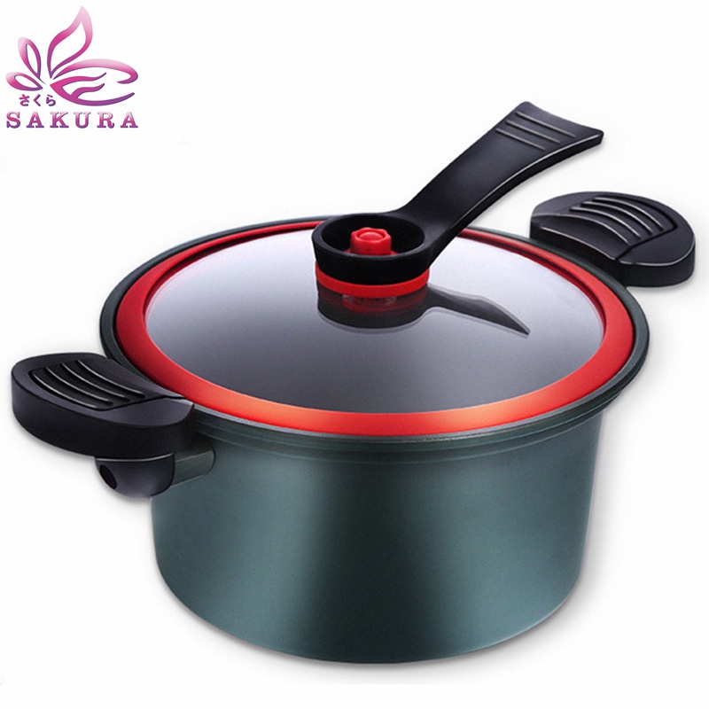 Panci Presto Teflon Pressure Cooker Pot Anti Lengket Panci Presto 3,5 Liter-SOSOYOO