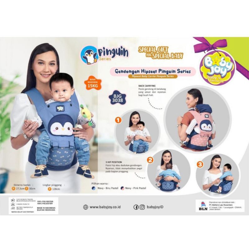 gendongan depan hipseat/duduk baby joy