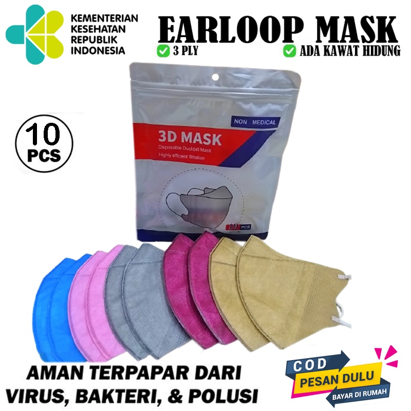 New 3D Beauty Mask (Duckbill masker) High Quality 3ply BFE98% Masker Duckbill Mask isi 10 Warna mix