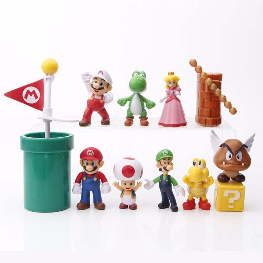 Patung Action Figurine Agustina Kartun Jamur Dekorasi Desktop Mario Model Anime Bros Super Mario.