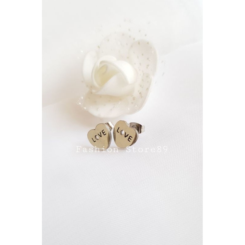 Anting tusuk love02 titanium import antikarat