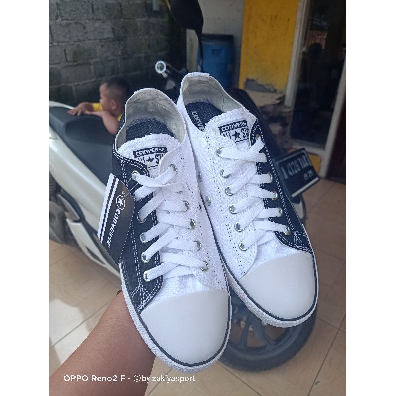 sepatu boot/low converse kombinasi back&amp;white