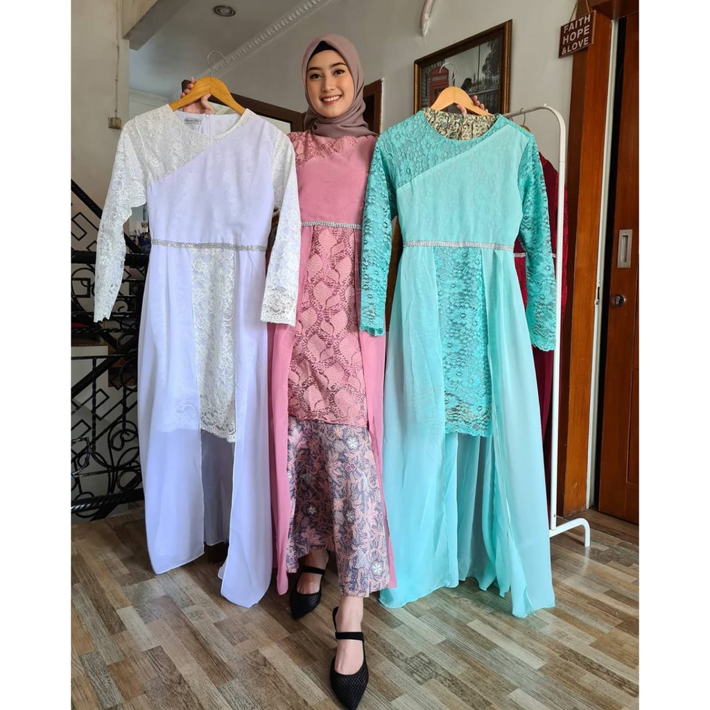 PB&gt; SET KEBAYA ALENA CERUTI - KEBAYA BRUKAT MODERN - KEBAYA BRUKAT KOMBINASI CERUTI IMPORT