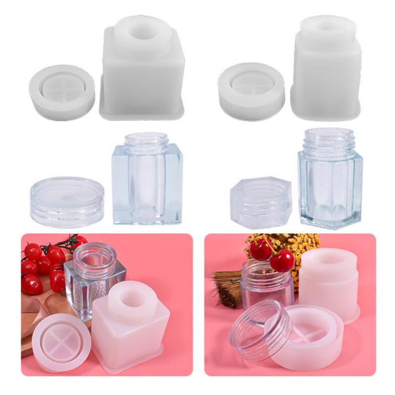 SIY  Storage Bottle Jar Crystal Resin Mold Sealed Container with Lid Silicone Mould