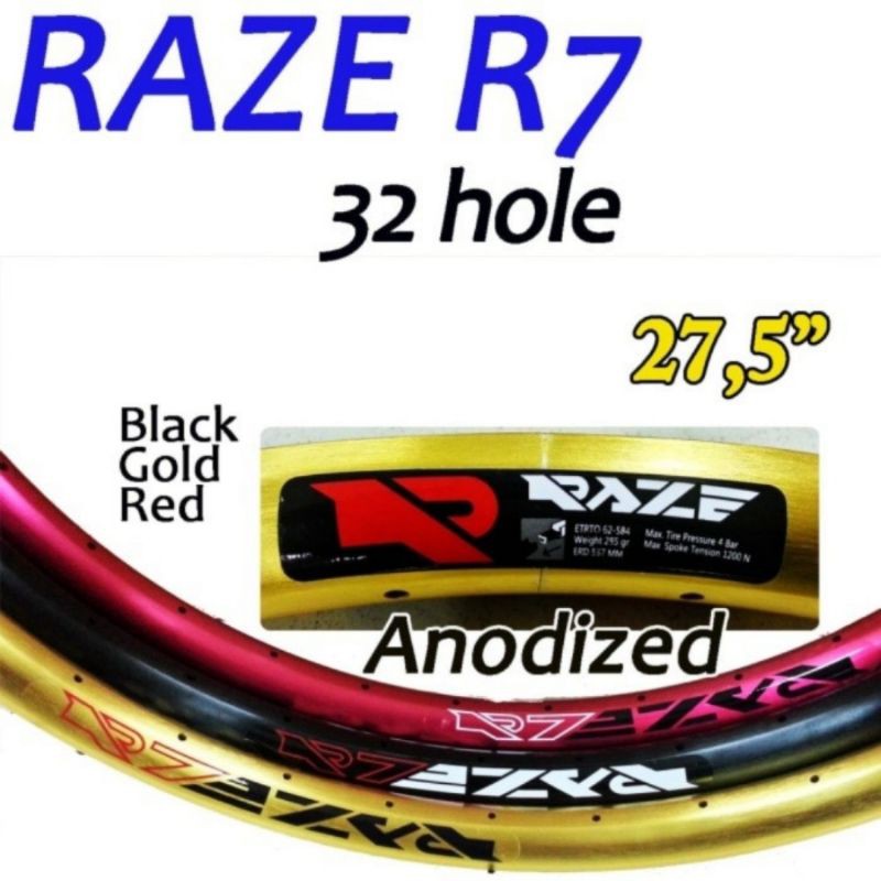 Rim/Velg/Pelek Raze R7 32 hole Alloy Rim Sepeda Mtb 27.5