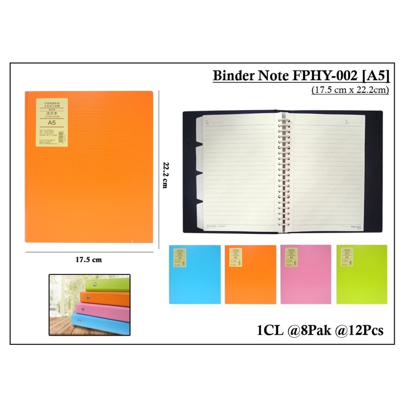 

Binder Loose book A5 wengu warna pastel