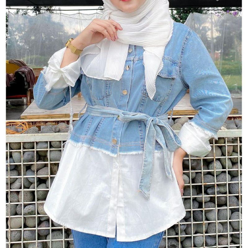 JEANS KEMEJA ATASAN | OOTD WANITA REMAJA TERLARIS