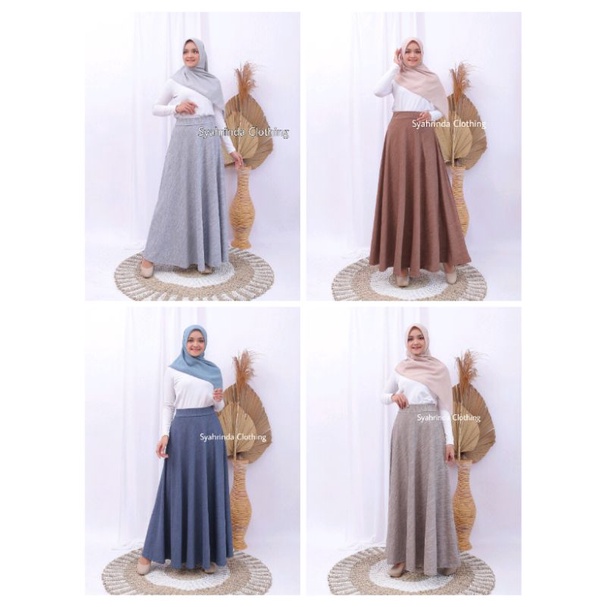 Rok Panjang Polos Payung Lebar Wanita Knitt Premium Import Bawahan Rok