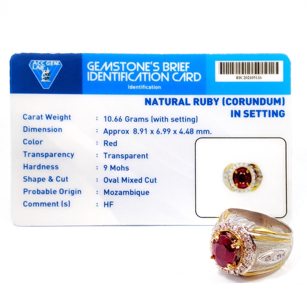 Natural Batu Permata Red Ruby Cutting Corundum Ring Perak Include Memo