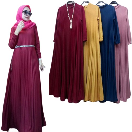 Baju Gamis Plisket Premium Harga Langsung Dari Pabrik Marun