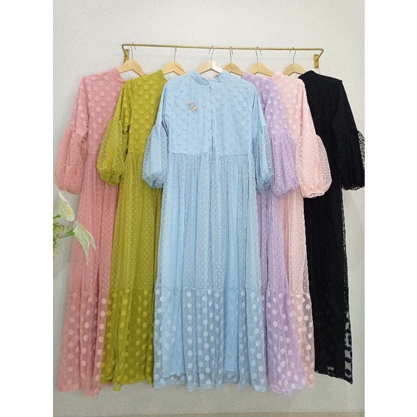 Gamis Brokat Tangan balon New import free belt