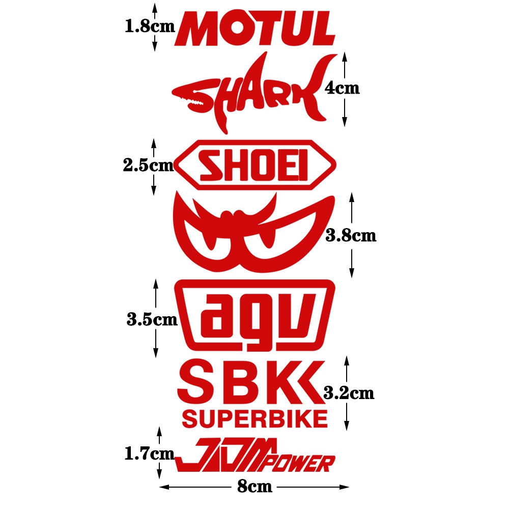 1Pcs Reflektif MOTUL SHARK SHOEI BERIK AGV SBK JDM Stiker Helm Sepeda Stiker Mobil Styling Vinyl Dekorasi