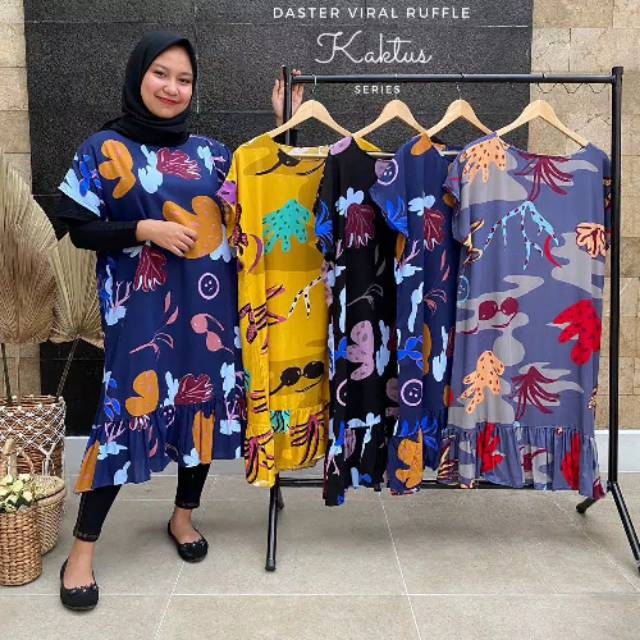 Jual Daster Baju Tidur Rumahan Santai Ruffle Motif Dewasa Supplier Grosir Tasik Jakarta Murah Laris