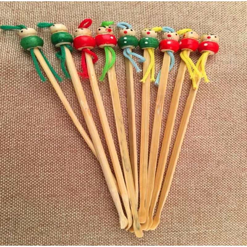 ( PROMO 10PC ) KOREK KUPING KAYU JONEKA IMPORT PANJANG ± 12CM.