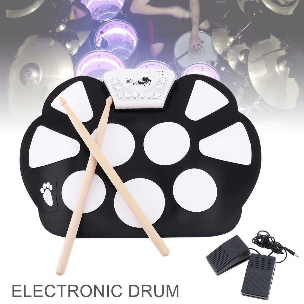 Alat Musik Drum Elektronik Portable 9 Pad Dengan Stik Drum