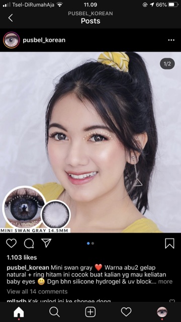 mini Swan Gray brown softlens original korea