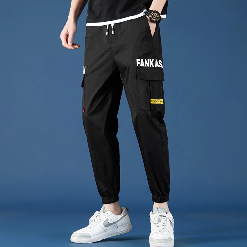 Celana Pria Bahan Katun Sembilan Gaya Kasual Korea Slim Tren Pants