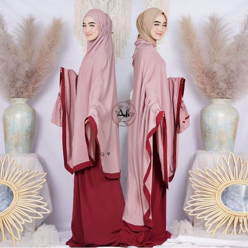 Mukenah traveling 2in1 comby new/ bahan Rayon viscose premium adem &amp; lembut