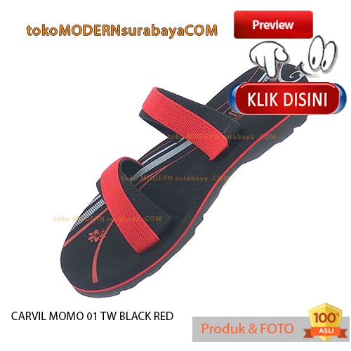 CARVIL MOMO 01 TW BLACK RED sandal anak casual slide